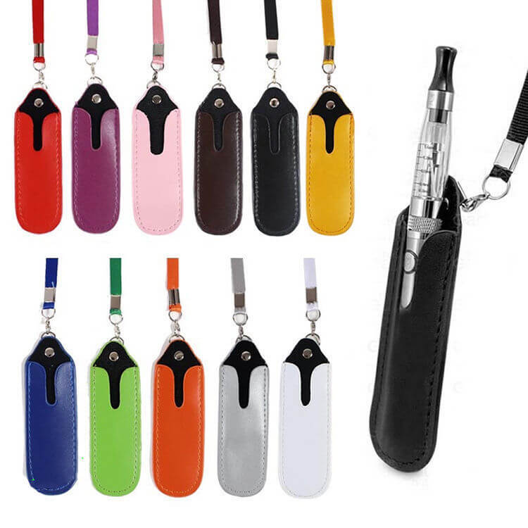 Mindst Flipper Tegnsætning Colorful E-Cig eGo Vape Pen Holder Neck Strap Lanyard Leather Pouch - TMECIG