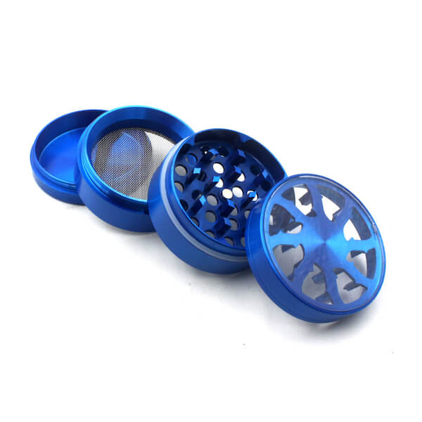 Herb Grinders 50mm Zinc Alloy Grinders With Clear Top Window Lighting Tooth 4 Parts