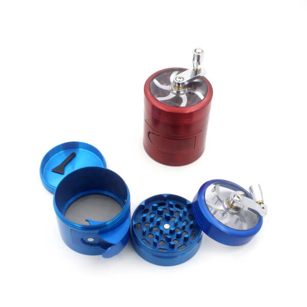 Side Window and Handle Grinders 63mm Diameter Grinder Zinc Alloy Herb Spice Crusher 4 Layer