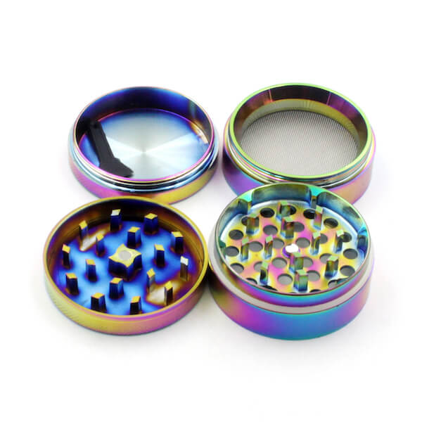 Zinc Alloy Grinder 4 Layer 50mm rainbow Dazzle Color Tobacco Herb Spice Crusher 