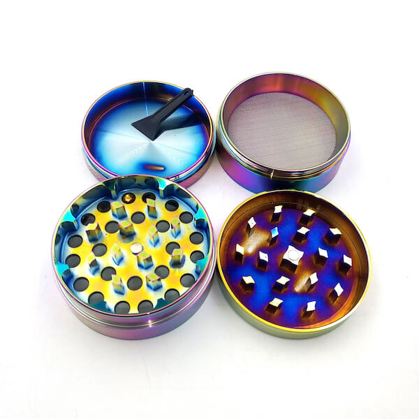 Zinc Alloy Grinder 4 Layer 55mm rainbow Dazzle Color Tobacco Herb Spice Crusher 01